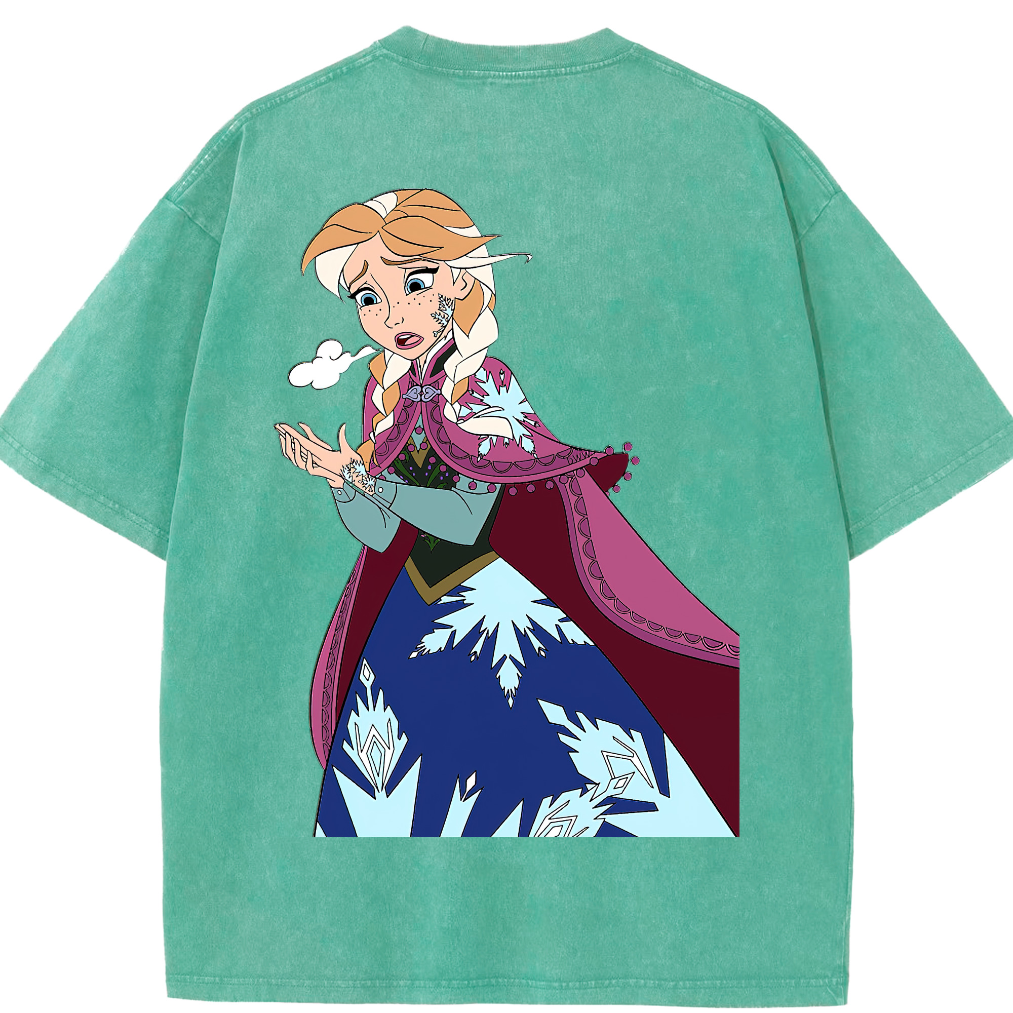 （画像用） アナと雪の女王 アンナ エルサ Frozen Anna Elsa 綿100% ヴィンテージ風 半袖Tシャツ（背面プリント）